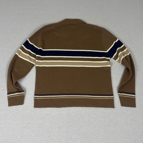 Vintage Lord Jeff 1960’s Brown Acrylic Striped Sweater Eclectic Grandpa - Picture 3 of 5